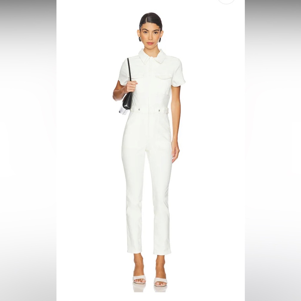 Good American White Short-Sleeve Jumpsuit